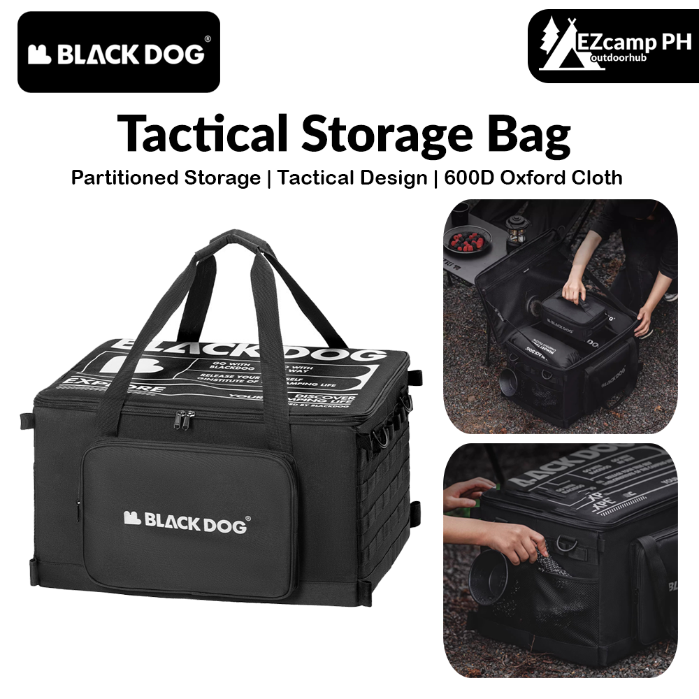 Blackdog Tactical Storage Bag Portable Foldable 51L Large Capacity Multifunctional Table Camp Gear Box Side Door Handbag Outdoor Camping Accessories 600D Oxford Cloth