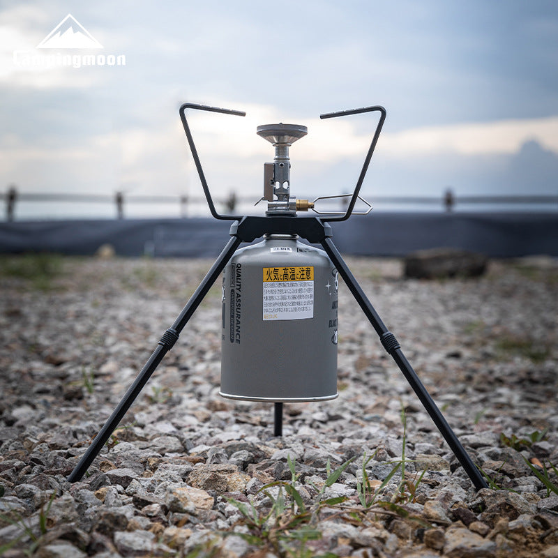 Campingmoon Portable Camping Stove Tripod Stand Aluminum Alloy Gas Canister Support Rack Bracket
