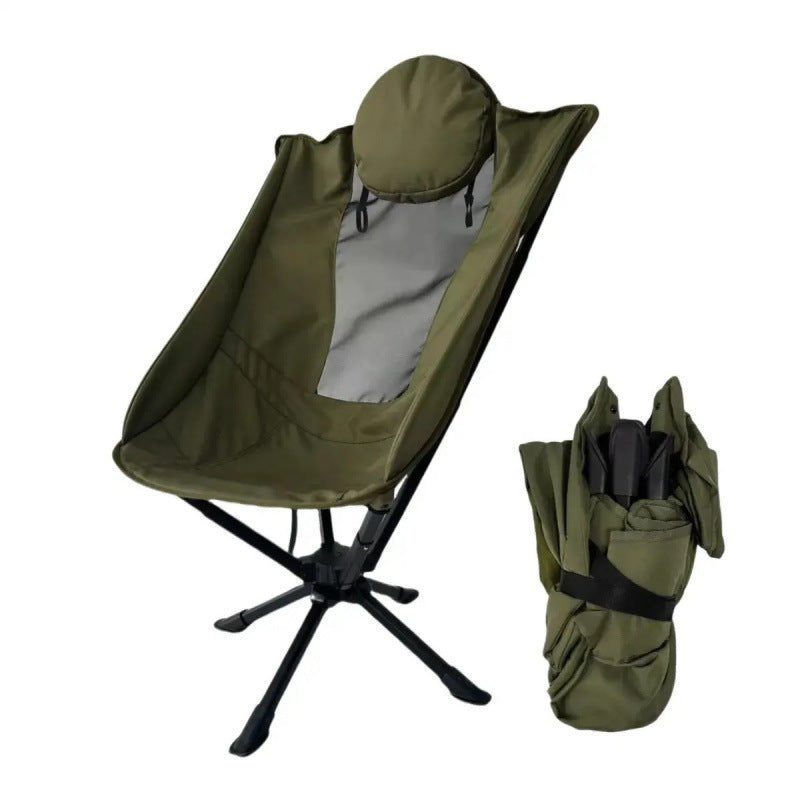 Swivel High Back Moon Chair Portable Ultralight Aluminum Frame Folding 360 Rotating Chair 150kg Max Load Camping Outdoor Travel