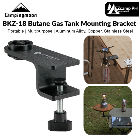 Campingmoon BKZ-18 Butane Gas Tank Mounting Bracket Portable Screw Type Gas Cylinder Expansion Fixture Stove Desktop Tabletop Side Table Bracket For Stove Lamp Lantern Clamp Outdoor Camping Hiking Picnic Travel Heavy Duty Original Camping Moon