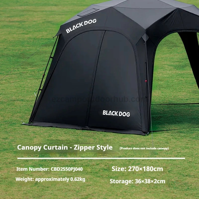 Blackdog STARRY DOME Pentagonal Canopy Zipper Version Modular Automatic Quick Open Sunshade Self-Supporting Canopy Outdoor Black Coated Vinyl