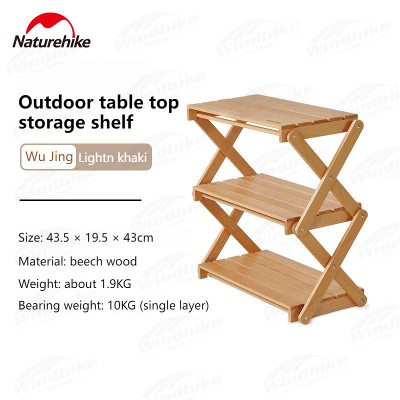 Naturehike Outdoor Table Top Shelf Portable Ultralight Camping Desktop Shelf Folding Table Storage Tabletop Shelves Picnic 3-Layers Shelf Table Camp Tools