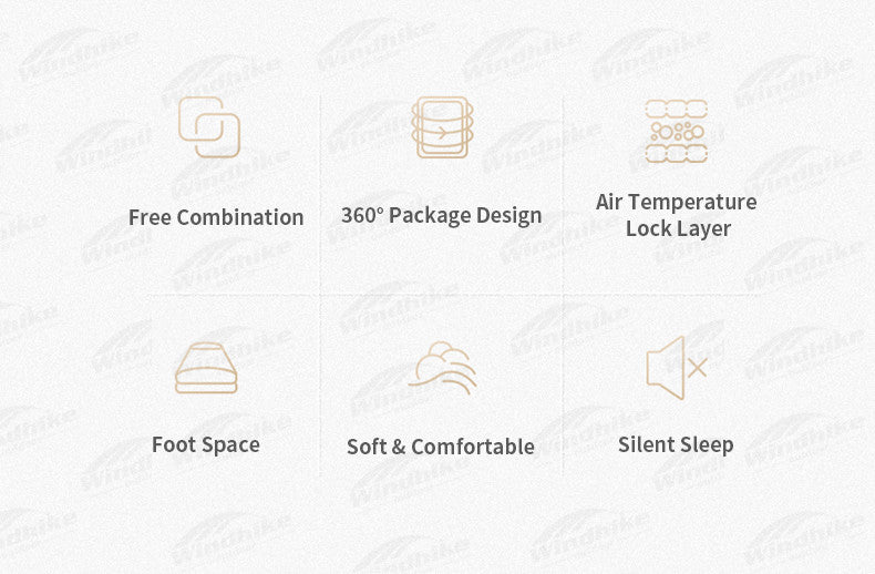 Naturehike 2 Persons Hooded Sleeping Bag Portable Foldable Multipurpose Free Combination Comfortable Outdoor Soft Warm 360° Package Design With Pillow Match Mat