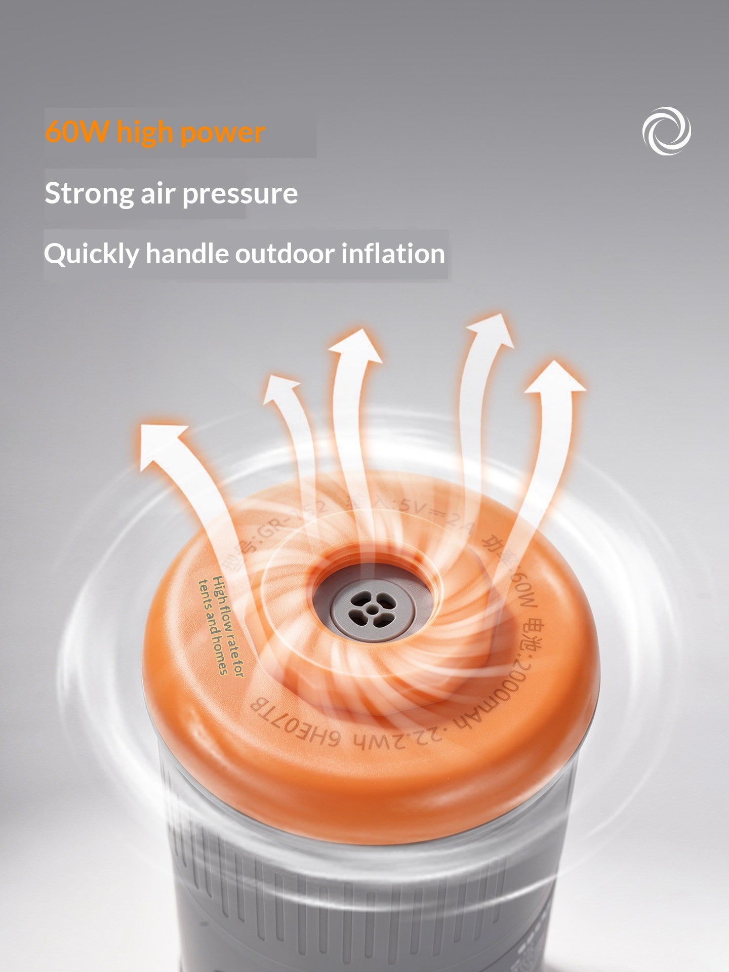Vidalido High Flow Air Tent Pump Portable High Pressure Wireless USB Charging 10Psi Max Inflate Deflate Pillow Bed And Other Camping Equipments