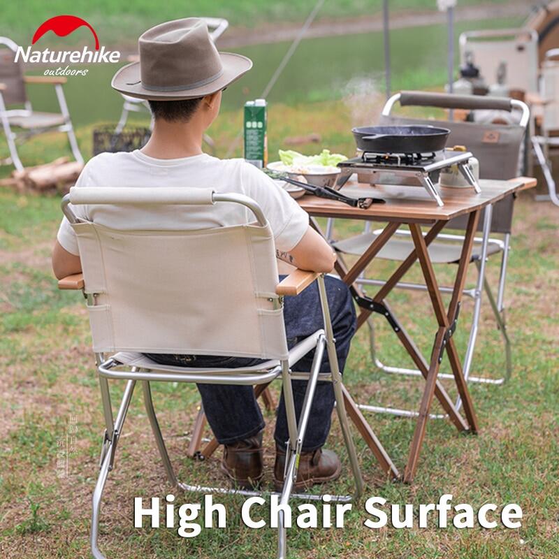 Naturehike Foldable Louvre Kermit Chair Portable Ultralight Folding Chair High Low Outdoor Seat Aluminum Alloy Bracket Canvas Material 120kg Max Load