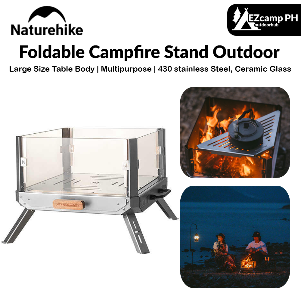 Naturehike Foldable Campfire Stand Outdoor Multipurpose Burning Platform Heating Fire Rack Bonfire Warm Oneself Glass Furnace 430 Stainless Steel