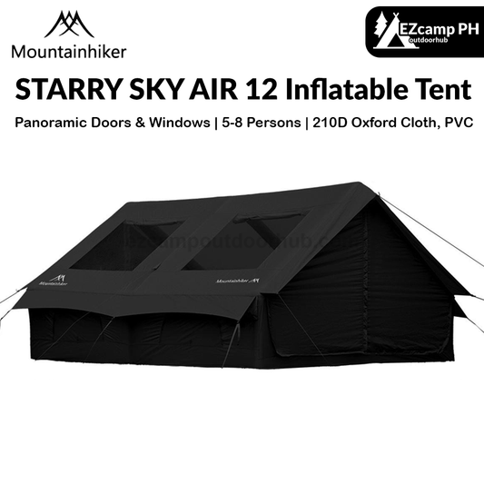 Mountainhiker STARRY SKY AIR 12 Inflatable Tent 5-8 Persons Panoramic Sunroof Large 12m² Interior Space 4 Sided Breathable Windows Waterproof Outdoor