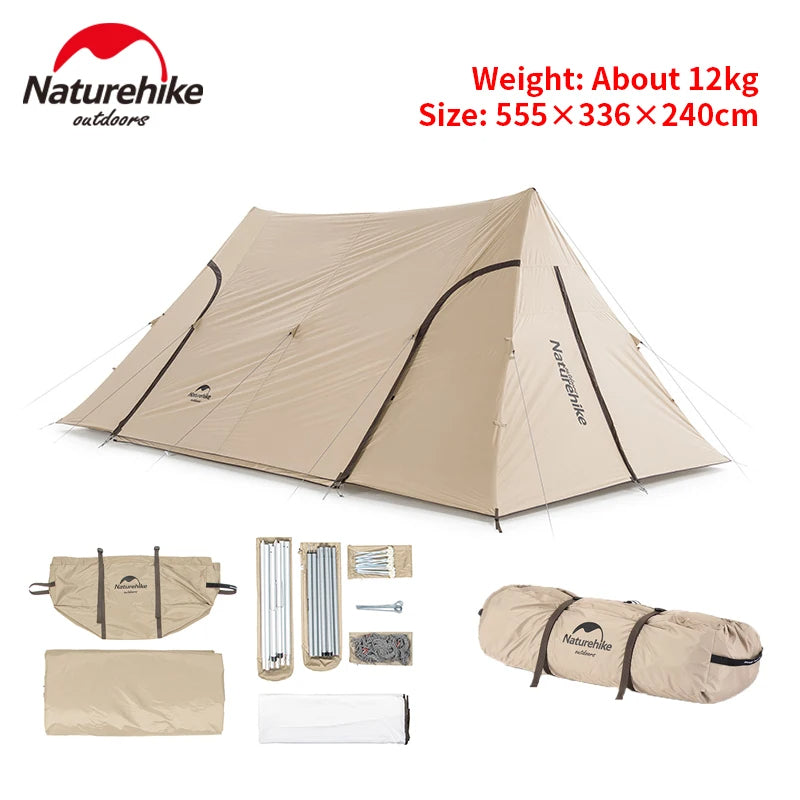 Naturehike Cloud Desk M Twin Tower Shelter Outdoor Camping Tent Tarp Portable Waterproof with Projector Screen 4 Poles Canopy Awning Glamping Shelter