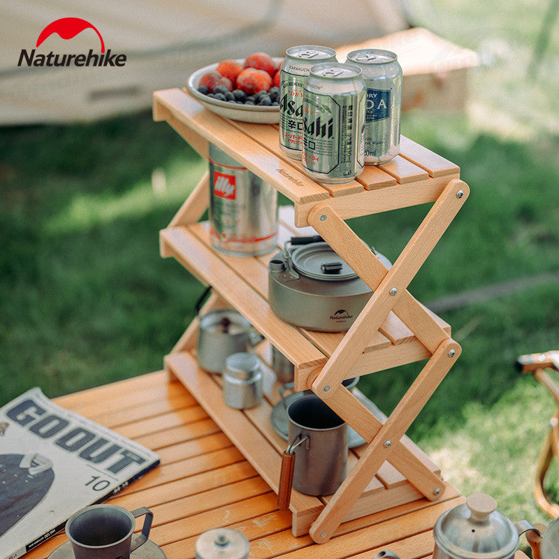 Naturehike Outdoor Table Top Shelf Portable Ultralight Camping Desktop Shelf Folding Table Storage Tabletop Shelves Picnic 3-Layers Shelf Table Camp Tools