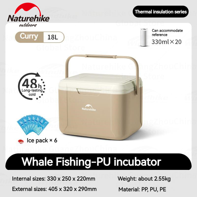 Naturehike Whale Fishing PU Insulated Box 5L 18L Anti-Bacterial 48H Cold Preservation Lightweight Durable Large Capacity Heavy Duty Portable Insulation Food Drink Ice Storage Container for Outdoor Camping Fishing Picnic Box Refrigerator Nature Hike