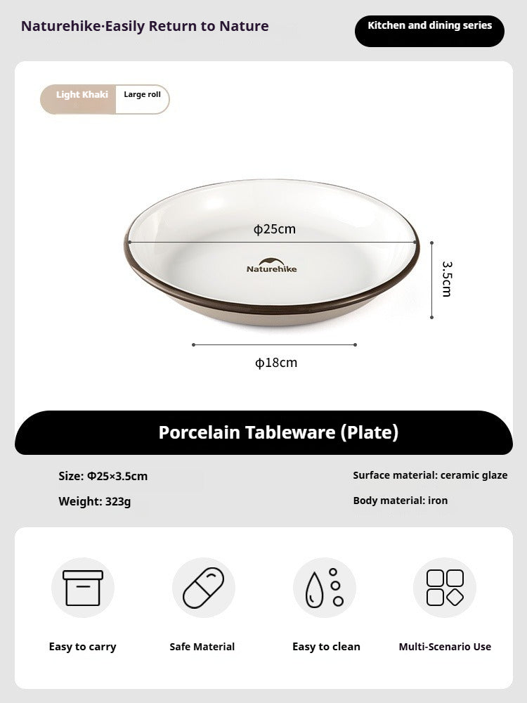 Naturehike Premium Enamel Coated Tableware Cup Dish Plate Bowl Coffee Mug Camping Outdoor Dinnerware Mug Glass Glazed Glossy Finish Elegant Utensil