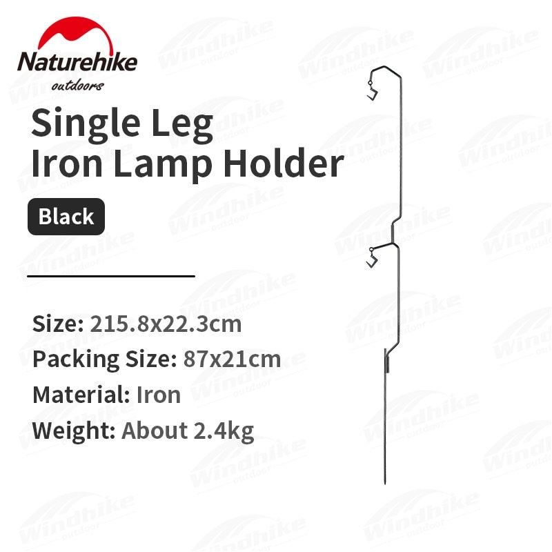 Naturehike Single Log Iron Lamp Holder Portable Outdoor Hiking Camping Lamp Post Support Hanger Multi Purpose Storage Hook Easy To Carry Nature Hike