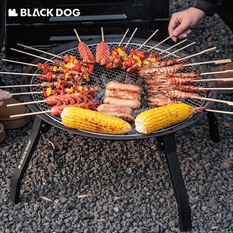 BLACKDOG by Naturehike FIRE PIT Barbecue Heating Charcoal Grill Stove Burner Camping Cooking Tea Coffees Iron BBQ Stove Home Outdoor Fire With Flameproof Netting Black Dog Nature Hike