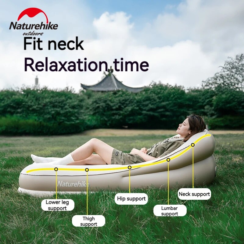 Naturehike LANYUE Automatic Air Inflatable Lazy Sofa Bed Camping Portable Ultralight Sleeping Pad Mattress Bed Built-in Electric Pump 300kg Max Load