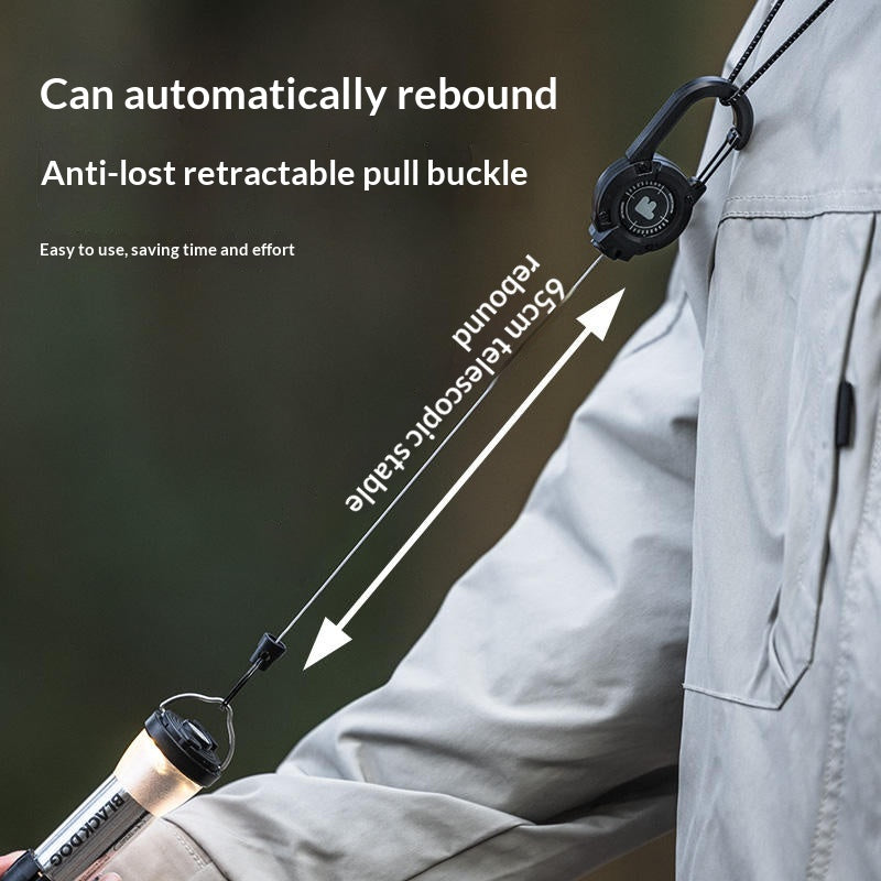 Blackdog Multifunctional Tactical Buckle Portable Ultralight Hook Clip Retractable 65cm Line 25g Carabiner Key Chain Outdoor Camping Hiking Travel