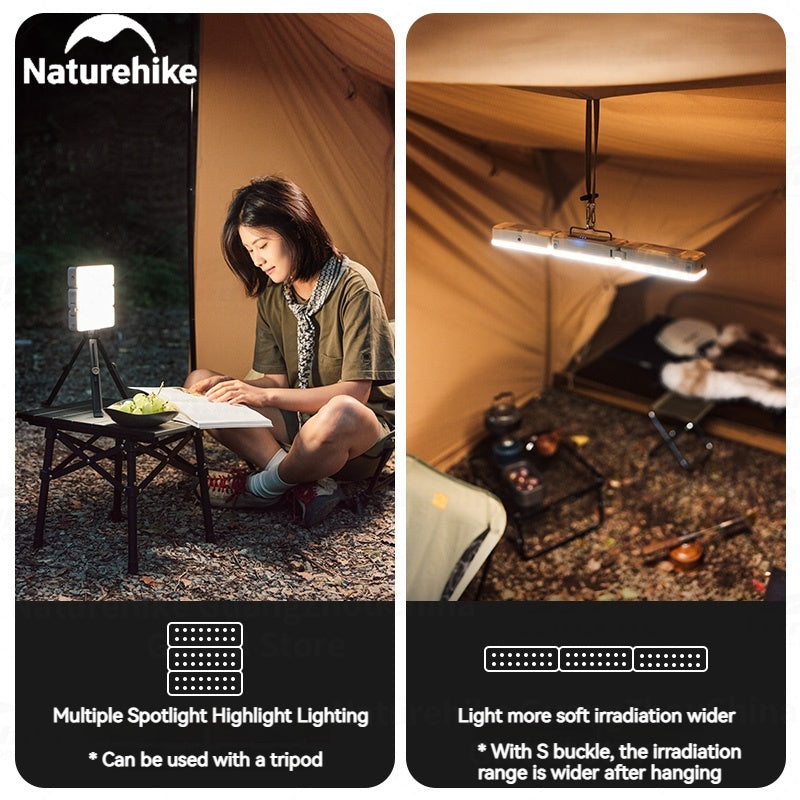 Naturehike Refractive Outdoor Camp Lamp Portable Folding Multi-shape Light Rechargeable Tent Lamp Waterproof Hanging USB LED Lantern Hook Flashlight