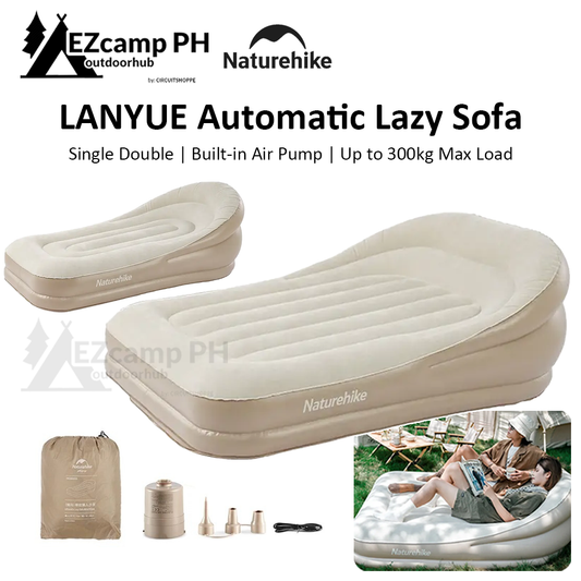 Naturehike LANYUE Automatic Air Inflatable Lazy Sofa Bed Camping Portable Ultralight Sleeping Pad Mattress Bed Built-in Electric Pump 300kg Max Load