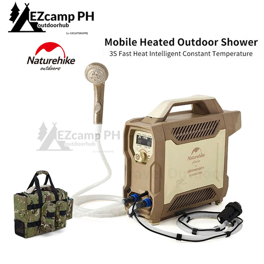 Naturehike BT03 Mobile Gas Heated Electric Shower Water Pump Butane Fuel Canister Heating Rechargeable Battery Pump Outdoor Car Camping Shower Heater