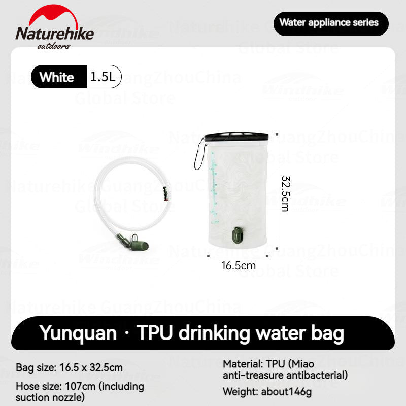 Naturehike TPU Sport Drinking Water Bag 1.5L 2L 3L Lightweight Large Capacity Foldable Running Hiking Climbing Cycling Off-Road Mountaineering Portable Water Bladder Hydration Pack Soft Water Storage Bag Original Nature Hike