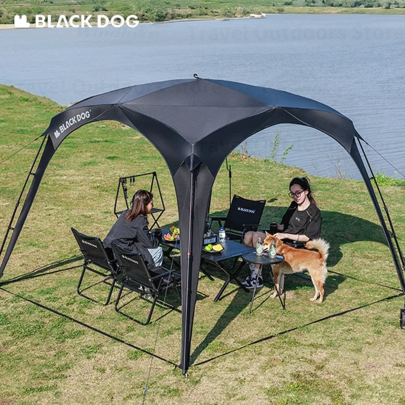 BLACKDOG by Naturehike DOME SKY Automatic Multiple Setting Canopy Tent Unlimited Connection Bedroom Awning Living Area Waterproof Outdoor Camping Vinyl Coated UPF100+ UV Sun Protection Black White Fast Build 4-12 Person Large Space Heavy Duty Shelter