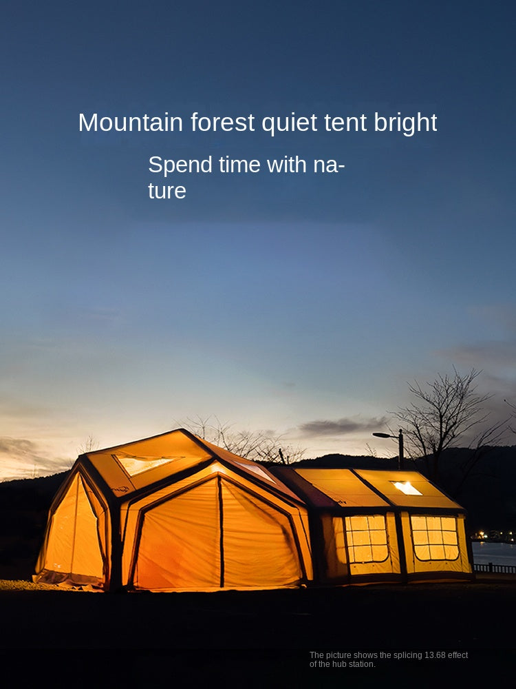 Coody HUB Shelter 13 Air Inflatable Outdoor Camping Tent 4-6 Persons Main Hub Modular Station Air Tents Waterproof Black Vinyl Coated Sunscreen Rain Cover