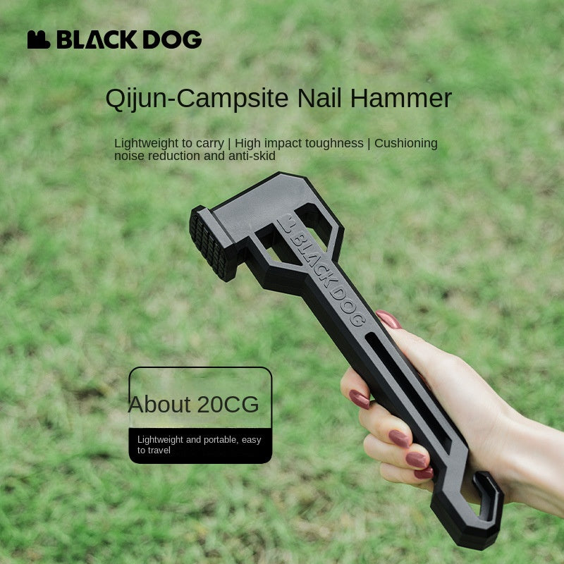 BLACKDOG Multifunctional Black Camping Hammer Tool Camping Tent Plastic Ground Peg Nail Hammer Outdoor Hiking Travel Picnic Beach Portable Survival Tools Equipment Heavy Duty Original Black Dog