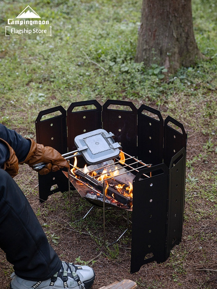 Campingmoon YD-40 / YD-50 Heavy Duty Iron Windshield 40-50CM Height Stove Grill Wind Breaker Steel Enclosure Camping Outdoor Cooking Accessories