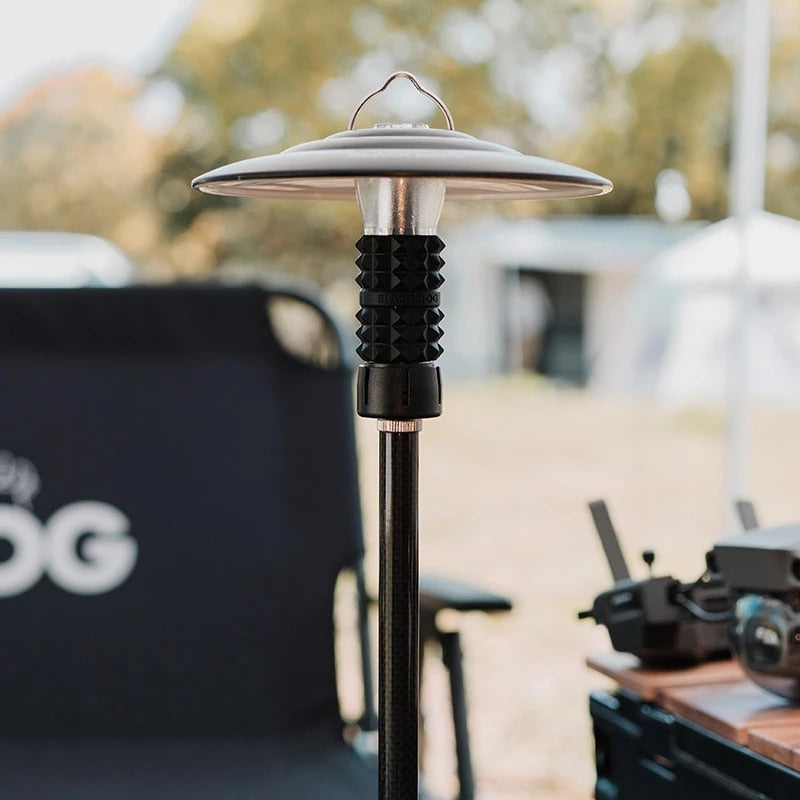 BLACKDOG Black Aluminum Lamp Post Portable Outdoor Camping 4 Section Light Pole Optional Hexagon Tray Ultralight Lantern Holder Bracket