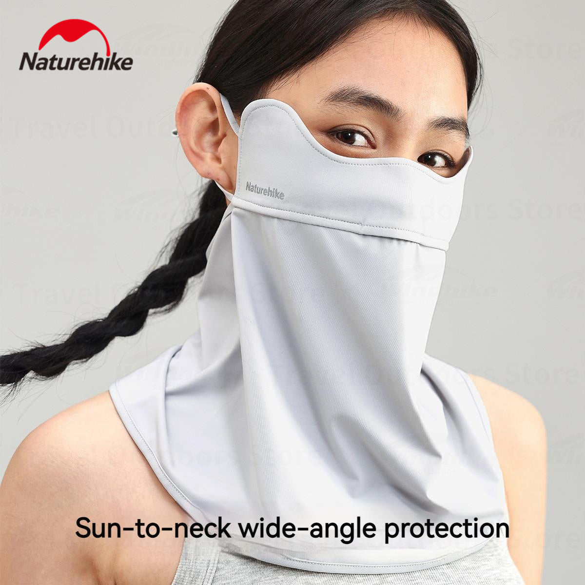 Naturehike Outdoor Neck Protection Mask Sports Breathable Adjustable Wrap Cover Sun Proof Bib Ice Soft Silk Mask Face Cover UV Sunscreen Face Scarf