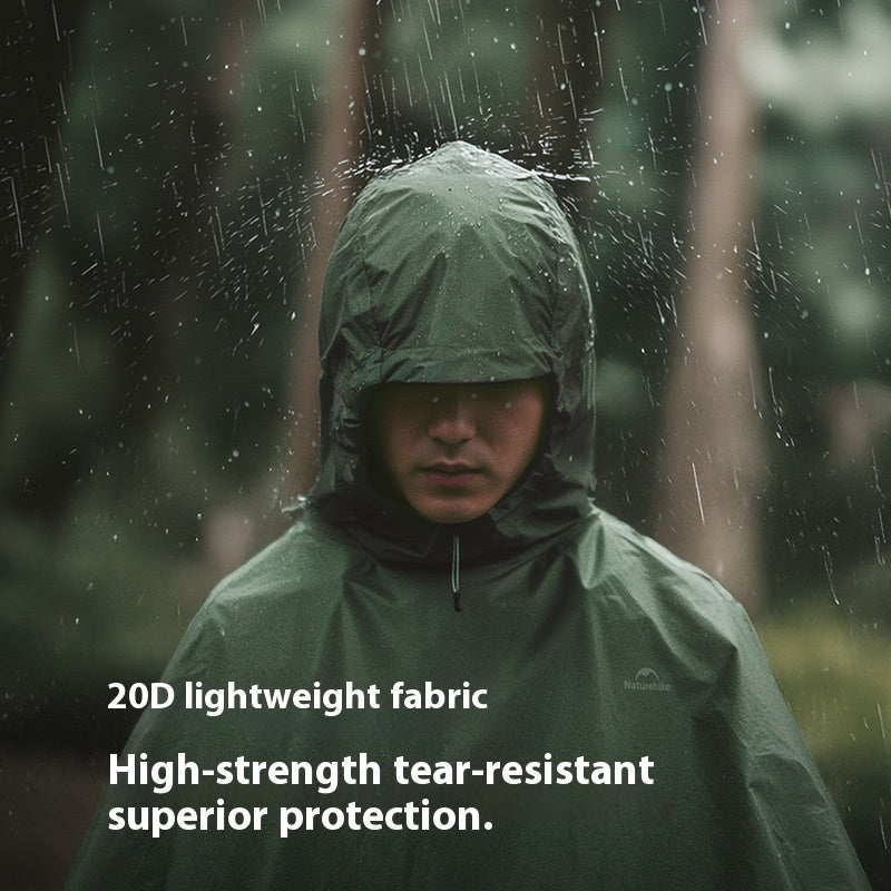 Naturehike Outdoor Poncho Raincoat Portable Lightweight Waterproof PU5000+ 20D Nylon One Piece Storage Tear Resistance Rainwear For Hiking Travel