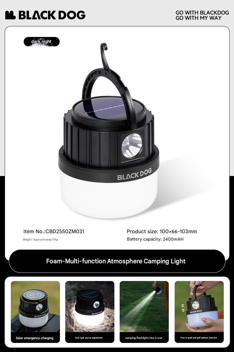 Blackdog Multifunctional Camping Light Portable Ultralight Rechargeable Atmosphere Hanging Lamp Solar Powered & Type-C Charging Emergency Lantern Outdoor