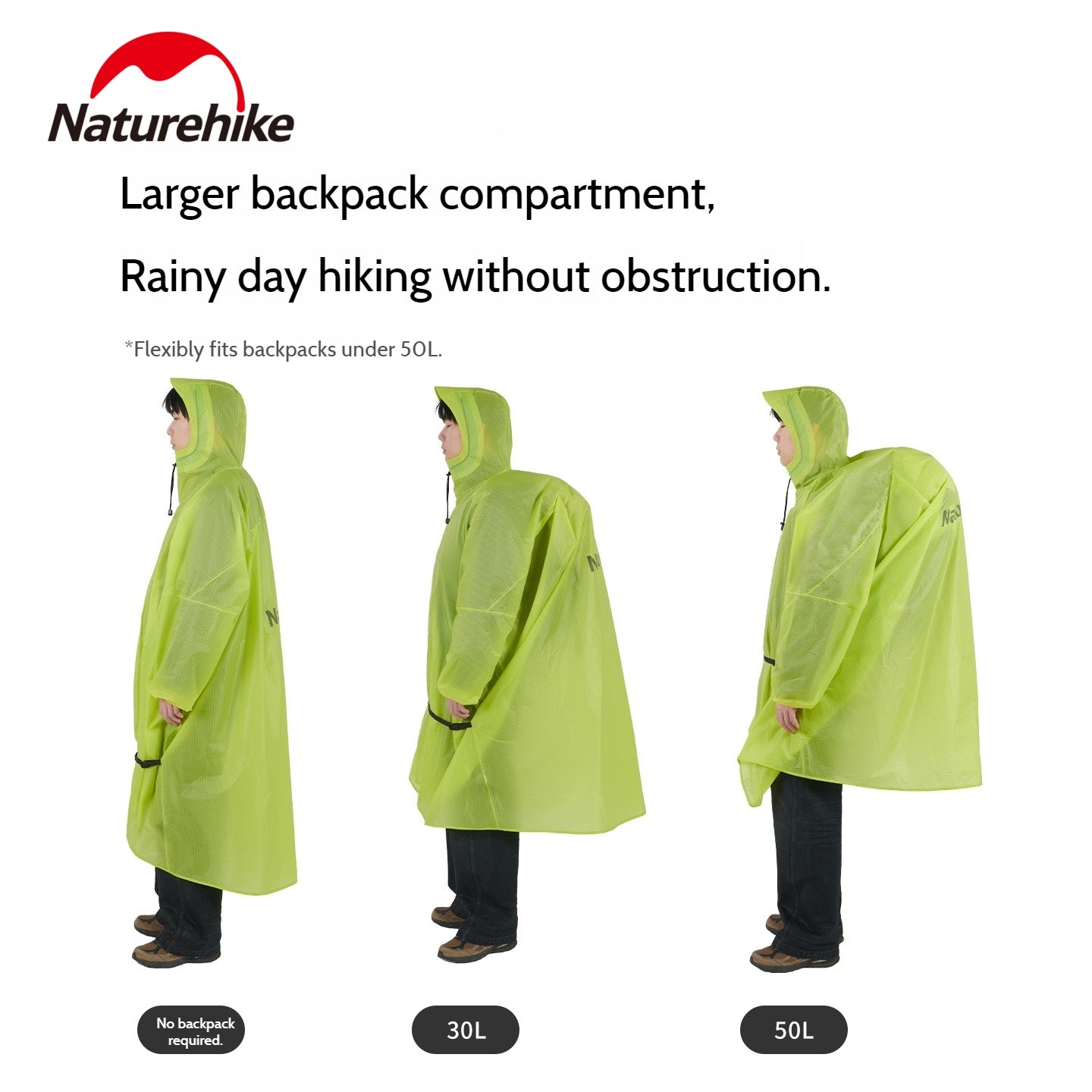 Naturehike Lightweight Poncho Raincoat Portable Foldable Unisex Sleeve Design Waterproof Outdoor Camping Hiking Cycling Travel Mountaineering