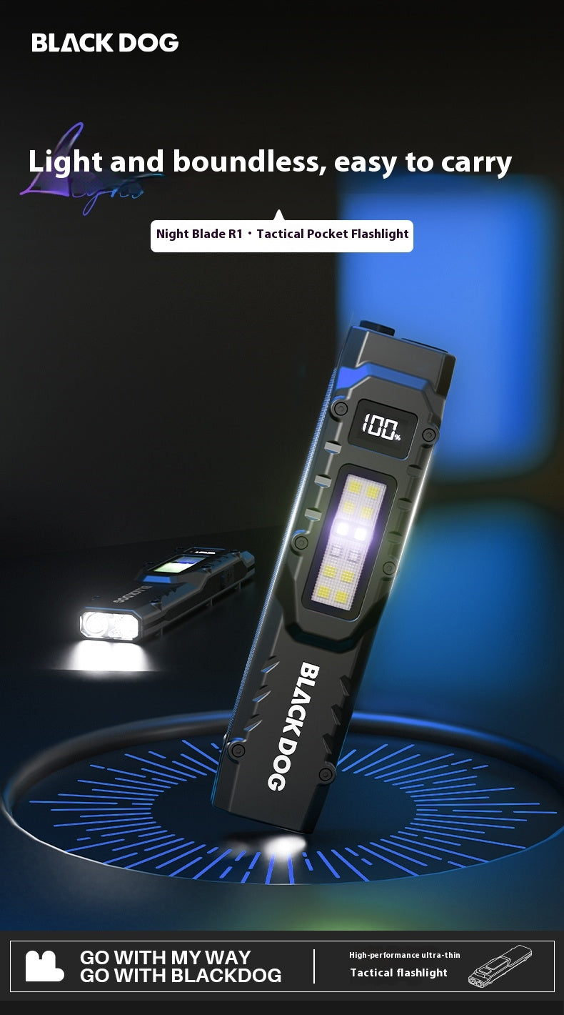 Blackdog NIGHT BLADE R1 Pocket Flashlight Portable Multipurpose Tactical Dual LED Core Bright Flashlight IPX4 Waterproof 15H Battery Life 810LM