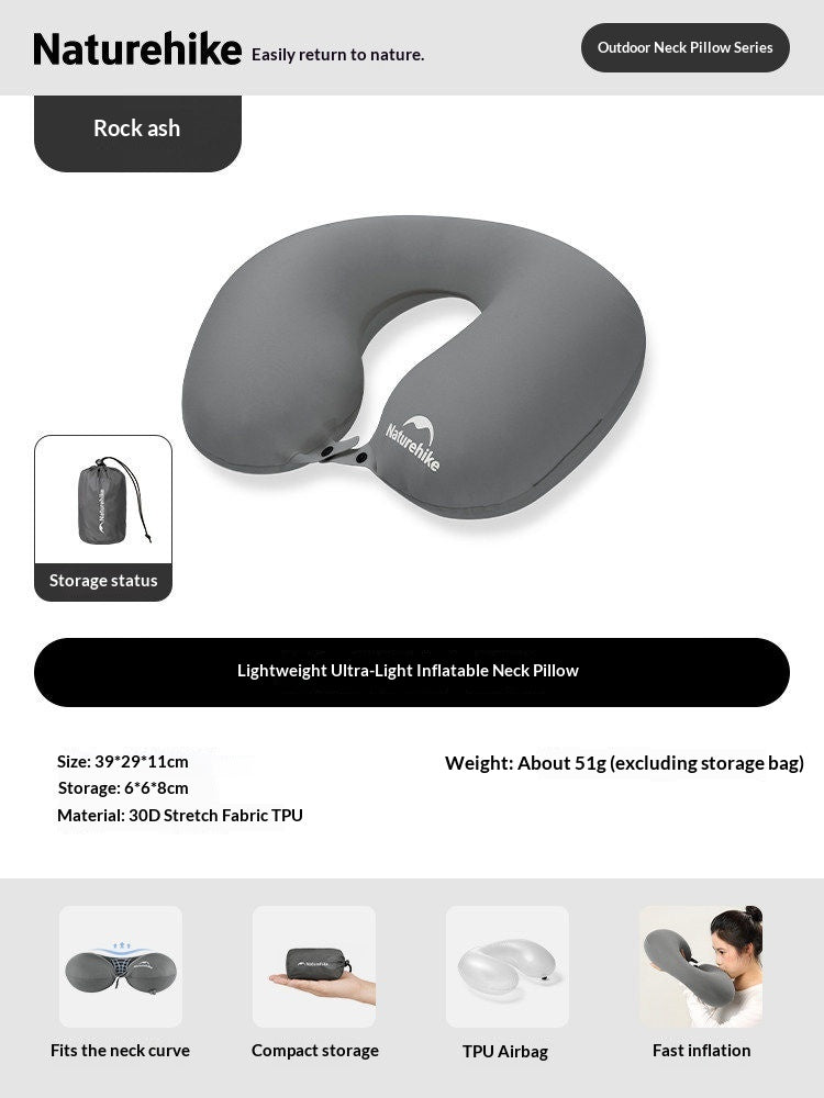 Naturehike Light Cloud Inflatable Neck Pillow Portable U-Shaped Travel Pillow Strong Air Support Soft And Comfortable Sleeping Pillow Outdoor Camping