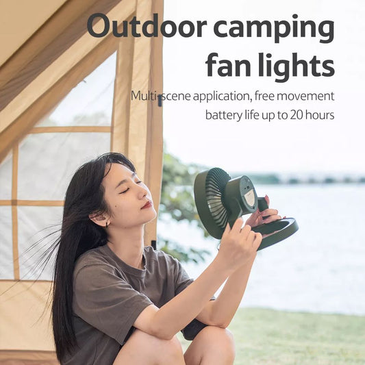 Naturehike Camping Fan Lights Outdoor Portable USB Charging Electric Cooling Fan 8000mAh Rechargeable Battery with LED Ring Hanging Tent Lantern Lamp