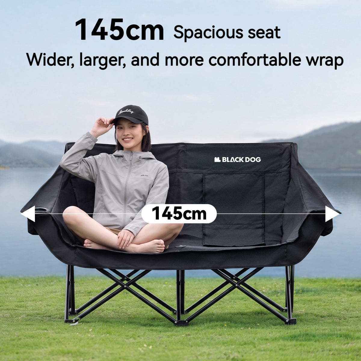 Blackdog FLOATING MOON PRO 2 Folding Portable Double Seat 225kg Max Load Extra Wide Camping Chair