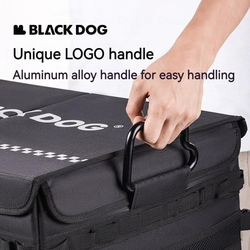 BLACKDOG Black Tactical Camping Equipment Storage Bag Free Partition Extra Large 60L up to 40kg Max Load Waterproof Portable Folding Outdoor Travel Vehicle Mounted Black Dog