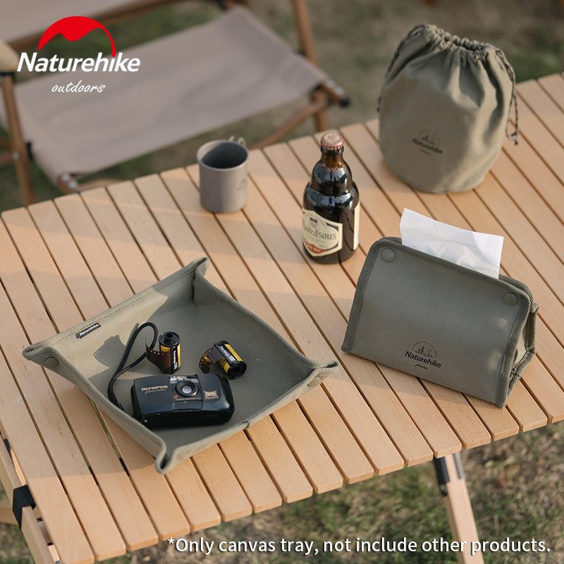 Naturehike Ultralight Portable Canvas Tray Outdoor Waterproof Plate Sundries Accessories Daily Necessities Foldable Storage Box Multi Scenario