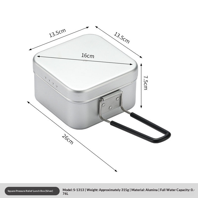 Campingmoon Square Lunch Box Portable Lightweight Aluminum Oxide Open Flame Heated Outdoor Picnic Camping Cookware Kitchenware