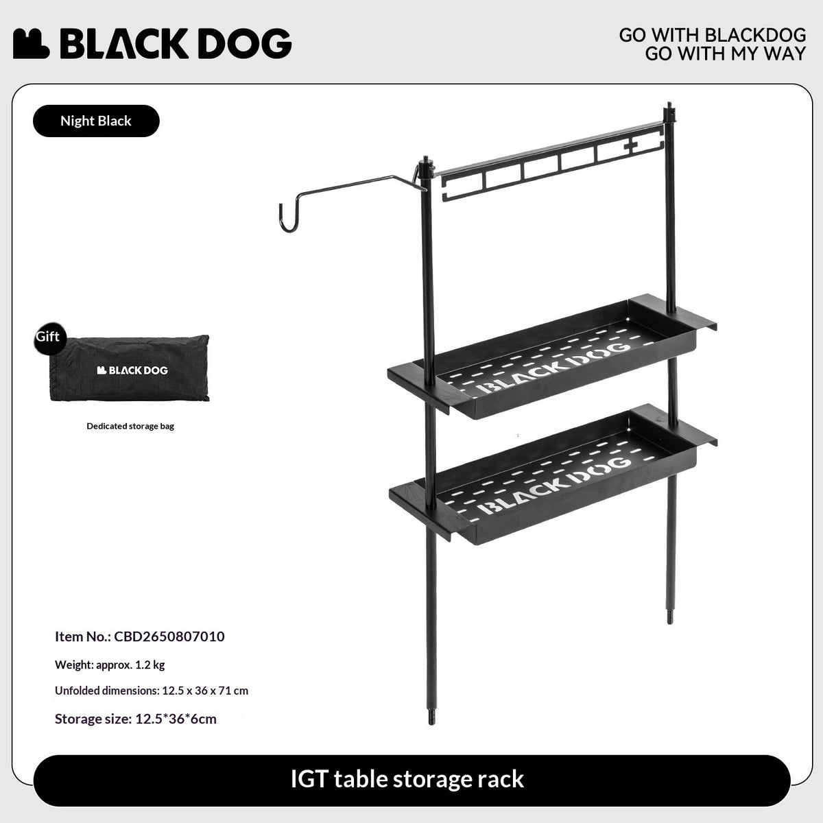 Blackdog Universal IGT Storage Rack Shelf Outdoor Camping Modular Table Add on Accessories