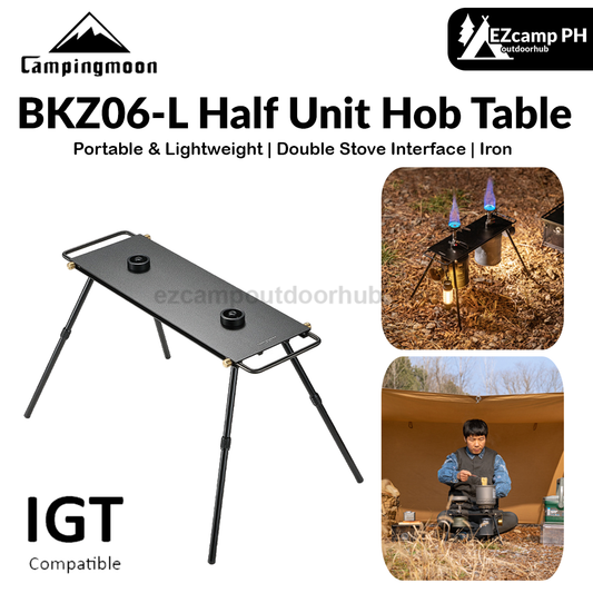 Campingmoon BKZ06-L Half Unit Hob Table Portable Lightweight Multi-purpose IGT Compatible Double Stove Interface Two Levels Height Aluminum Alloy Kitchen Table Unit