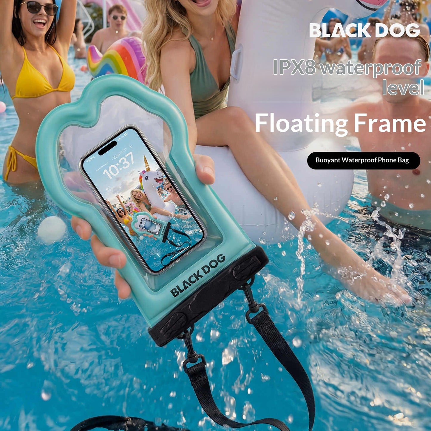 BLACKDOG Bouyant Waterproof Phone Bag Touchscreen Swimming Cover Rafting Gear Pouch PVC Bionic Sensing IPX8 High Definition Transparent Film Outdoor