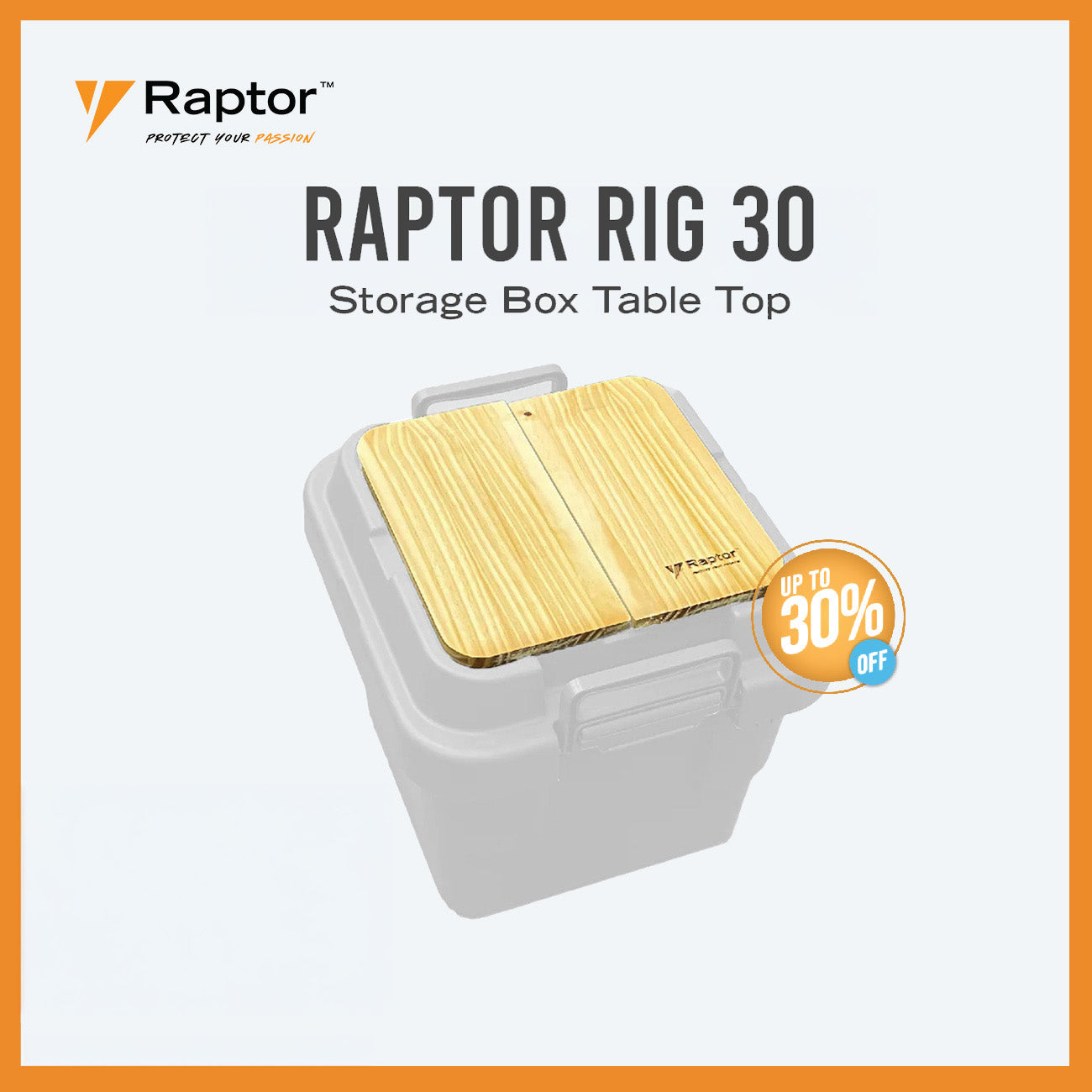 Raptor ROVER Series Storage Rig Box Multipurpose Organizer 30L 50L 70L Large Capacity Reinforced Grid Lid Stackable & Nesting Design Wood Tabletop