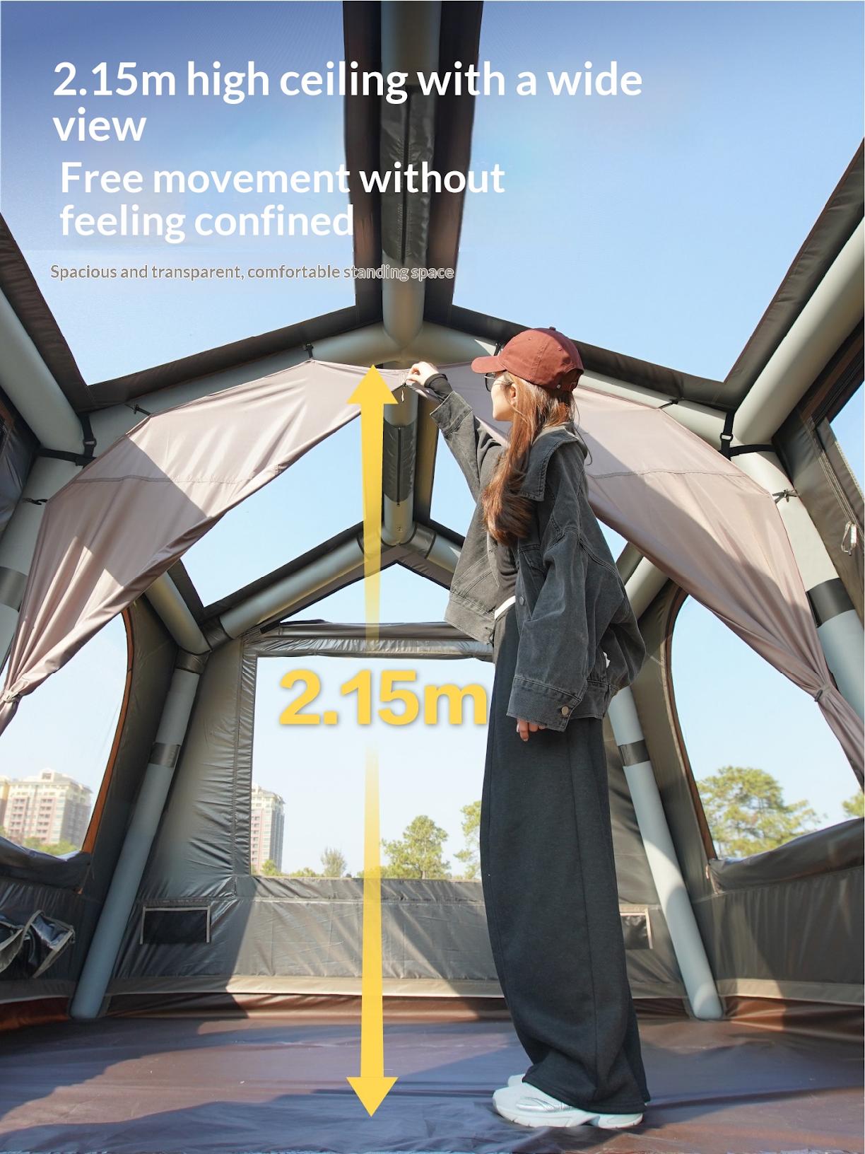 Vidalido WISH HOUSE PLUS 12 Air Inflatable Tent Fast Build 4-6 Persons Ti Silver Coated Sunscreen PVC Air Poles Full View Mesh 26m² Large Usable Space