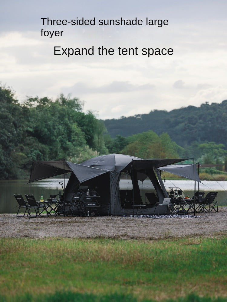 Blackdog MOUNT HAVEN 6.8 Quick Open Semi-Automatic Cabin Style Black Tent Large 19.2m² Total Use Space for up to 4-5 Person Titanium Black Coated Sunscreen Waterproof Breathable shanting mountain court by naturehike