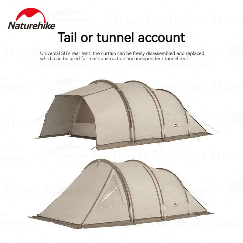 [Pre-Order] Naturehike CLOUD VESSEL Series Car Tail Tunnel Type Camping Tent for up to 4 Person Large 1 Bedroom 1 Living Room Multiple Setting Outdoor Shelter 150D Oxford Waterproof Premium Family Group Car Back Rear Tent Nature Hike