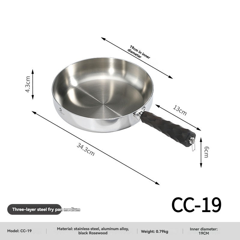 Campingmoon Steel Frying Pan Multipurpose Universal Induction Cooker Detachable Handle Uncoated Deep Frying Pan Camping Outdoor Kitchenware Cookware