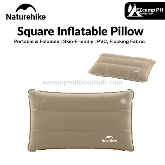 Naturehike Square Inflatable Pillow Portable Air Inflated Pillows Compressed Folding Non Slip Pillow Suede Fabric Use For Travel Outdoor Camping
