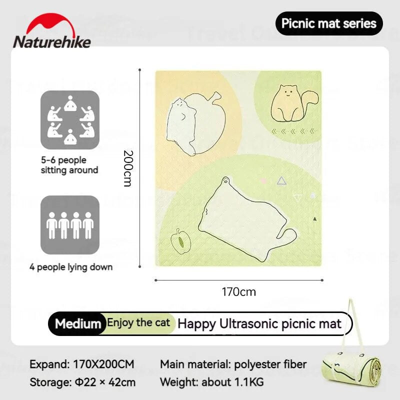 Naturehike HAPPY Series Ultrasonic Picnic Mat Camping Waterproof Moisture Proof 3-10 Persons Outdoor Beach Park Cushion Tent Sleeping Pad Eco-Friendly Cotton Blankets Nature Hike Village 6.0 13 Mat Add-on