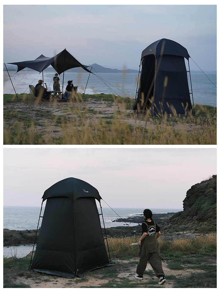 Vidalido Black Shower Changing Outdoor Camping Beach Fishing Bath Toilet Tent Waterproof Windproof Portable Outdoor Dresser Privacy Tent Silver Coated Sunscreen Stable Steel Iron Poles